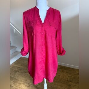 Lady Hathaway 100% Linen Button Down Shirt Summer Capsule Wardrobe size Large